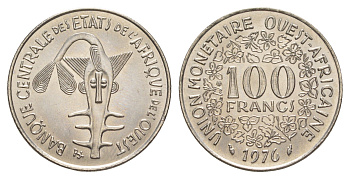 Западная Африка (BCEAO) 100 франков 1976 KM 4 никель UNC 4619-221