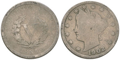 США 5 центов 1902 голова свободы KM 112 медно-никель 4135-1015