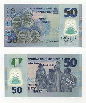 Нигерия 50 найра 2009 жители Нигерии Pick 40 a(1) пластик UNC (пресс) 6283-42-3