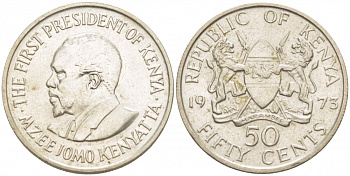 Кения 50 центов 1973 Джомо Кениата KM 13 медно-никель 213-755