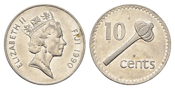 Фиджи 10 центов 1990 KM 52a сталь плакированная никелем UNC 4666-532