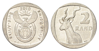 ЮАР 2 ранда 2010 KM 498 медь плакированная никелем 4628-254