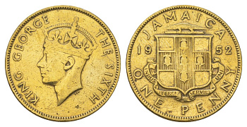 Ямайка 1 пенни 1952 KM 35 никель латунь 4628-625