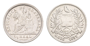 Гватемала 1/2 реала 1897 KM 165 серебро 1520-1534