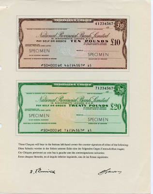 Англия, Национальный Провинциальный банк Лтд оригинальный буклет 1968 изображение 2, 5, 10, 20 и 50 фунтов, образец Specimen   бумага  UNC (пресс) 5548-3-2-2