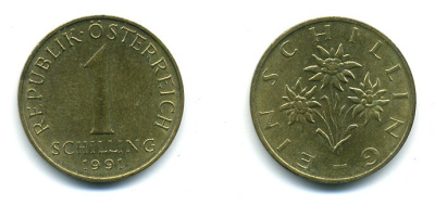АВСТРИЯ 1 ШИЛЛИНГ 1991 KM 2886 алюминиевая бронза 59-1626