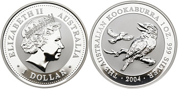 Австралия 1 доллар 2004 Кукабара KM 683 серебро PROOF 02-039-11