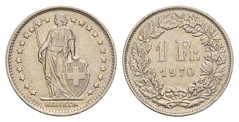 Швейцария 1 франк 1970 KM 24a медно-никель 4637-112