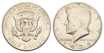 США 1/2 доллара (50 центов) 1979 Джон Кеннеди KM A202b медь плакированная медно-никелем aUNC 4536-1225