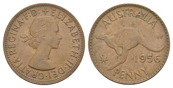 Австралия 1 пенни 1956 KM 56 бронза 4645-942