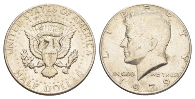 США 1/2 доллара (50 центов) 1979 Джон Кеннеди KM A202b медь плакированная медно-никелем aUNC 4536-1225