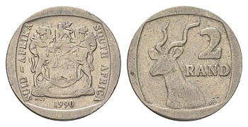 ЮАР 2 ранда 1990 KM 139 медь плакированная никелем 4626-1033