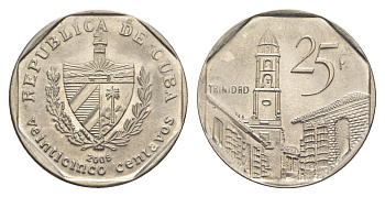 Куба 25 сентаво 2008 площадь в Тринидаде KM 577.2 сталь плакированная никелем UNC 4637-1116