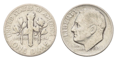 США 1 дайм (10 центов) 1946 Рузвельт KM 195 серебро 72-1666