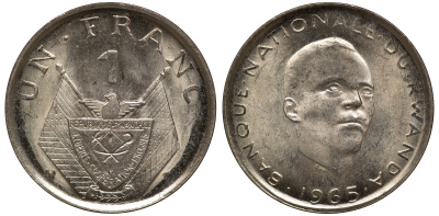 Руанда 1 франк 1965 KM 5 медно-никель UNC M51-16
