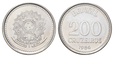 Бразилия 200 крузейро 1986 KM 596 нержавеющая сталь UNC 4646-1021
