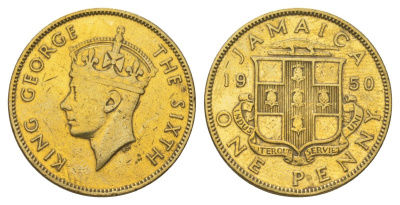 Ямайка 1 пенни 1950 KM 35 никель латунь 4628-556