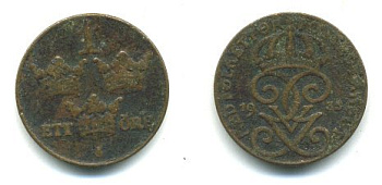 ШВЕЦИЯ 1 ЭРЕ 1935 KM 777.2 бронза 04-931