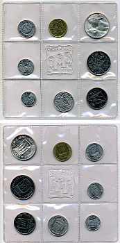 Сан-Марино годовой набор из 8 монет 1973 1, 2, 5, 10, 20, 50, 100 и 500 лир ребёнок держит голубя KM 22-29, в оригинальной пластиковой запайке серебро KM MS2 серебро UNC 3-4-5-24