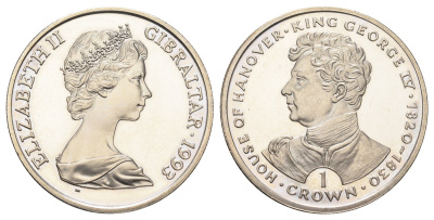 Гибралтар 1 крона 1993 Ганноверская династия - Король Георг IV KM 136 медно-никель BU 11-092-12