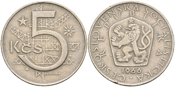 Чехословакия 5 крон 1966 KM 60 медно-никель 4150-952