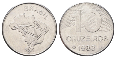Бразилия 10 крузейро 1983 KM 592.1 нержавеющая сталь UNC 4646-952