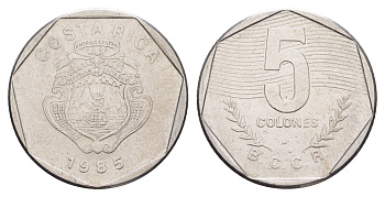 Коста-Рика 5 колонов 1985 KM 214.2 нержавеющая сталь UNC 4642-853