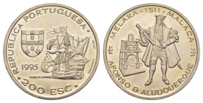 Португалия 200 эскудо 1995 480 лет со дня смерти Афонсу де Албукерки KM 681 медно-никель UNC 1101-3-34