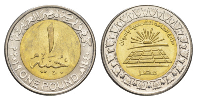 Египет 1 фунт 2019 Солнечный парк Бенбан KM 1044 биметалл UNC 4652-1253