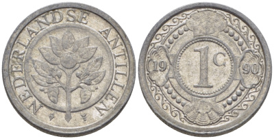 Нидерландские Антилы 1 цент 1990 Беатрикс (1980-2013) KM 32 алюминий 66-954