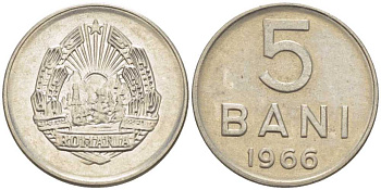 Румыния 5 бани 1966 год тип KM 92 сталь плакированная никелем 66-131