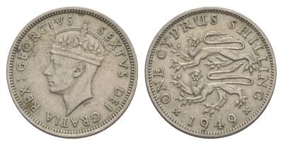 Кипр 1 шиллинг 1949 Георг VI (1936-1952), год-тип KM 31 медно-никель 4127-1323