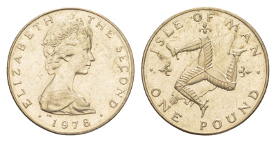 Остров Мэн 1 фунт 1978 PM, Елизавета II (1952-2022) KM 44 вирениум aUNC 4651-1016