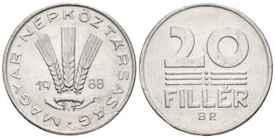 Венгрия 20 филлеров 1988 Народная Республика (1949-1989) KM 573 алюминий 259-215