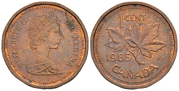 Канада 1 цент 1985 Елизавета II (1952-2022), кленовый лист KM 132 бронза 4609-219