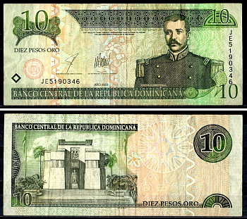 Доминиканская Республика 10 песо 2003 Pick 168 c бумага 7147-46-3-2