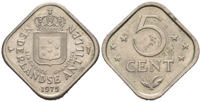 Нидерландские Антилы 5 центов 1975 Юлиана (1948-1980) KM 13 медно-никель 4577-424