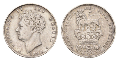 Великобритания 6 пенсов 1828 Георг IV (1820-1830), тираж 16000 экземпляров KM 698, Spink 3815 серебро 10-020-44