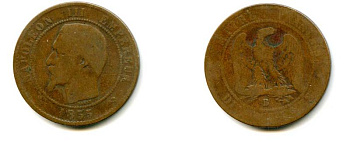 ФРАНЦИЯ 5 САНТИМ 1855 B 57-733