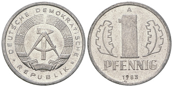 ГДР 1 пфенниг 1983 А KM 8.2 алюминий 4623-448