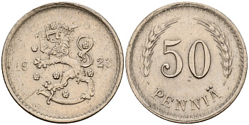 Финляндия 50 пенни 1923 S KM 26 медно-никель 4547-731