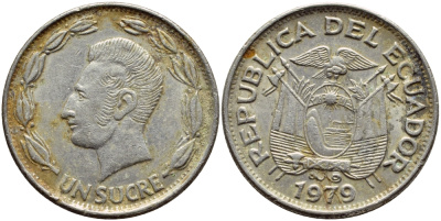 ЭКВАДОР 1 СУКРЕ 1979 АНТОНИО ХОСЕ де СУКРЕ KM 78b сталь плакированная никелем 4382-1057