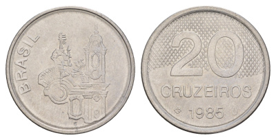 Бразилия 20 крузейро 1985 KM 593.2 нержавеющая сталь 4657-117