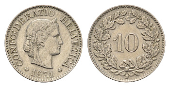 Швейцария 10 раппенов 1931 KM 27 медно-никель 4685-241