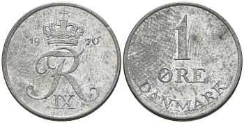 ДАНИЯ 1 ЭРЕ 1970 С; S, ФРЕДЕРИК IX (1947-1972) KM 839.2 цинк UNC 4564-1147