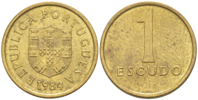 Португалия 1 эскудо 1984 KM 614 никель латунь 214-134