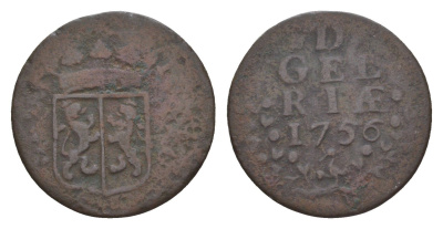 Нидерланды, Голландская Республика, Гелдерланд 1 дуит 1756 KM 88 медь 4651-1067