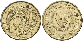 Кипр 1 цент 1991 KM 53.3 никель латунь 4174-1135