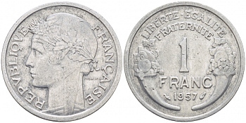 ФРАНЦИЯ 1 ФРАНК 1957 KM 885а.1 алюминий 4402-924