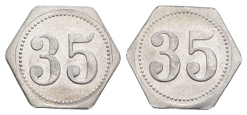 Германия жетон в 35 пфеннигов для приобретения "стакана пива" ND размер 21,5x21,5 мм, вес 0,97 гр алюминий UNC 4638-926